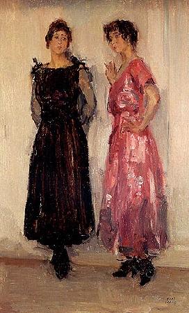 Isaac Israels Two models, Epi and Gertie, in the Amsterdam Fashion House Hirsch
